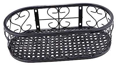 VANZACK Supporto Per Vaso Di Fiori in Ferro Battuto, Portafiori Da Appendere Al Balcone, Staffa a Parete Robusta 40x20x12 Cm Per Giardino, Terrazzo e Fioriere Sospese