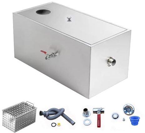 LYUCAYHQ Intercepteur de Graisse, Séparateur D'huile-eau D'eau Usée Piège à Graisse en Acier Inoxydable pour La Cuisine à La Maison D'usine de Restaurant(Size:35 x 25 x 23cm/14 x 10 x 9in)
