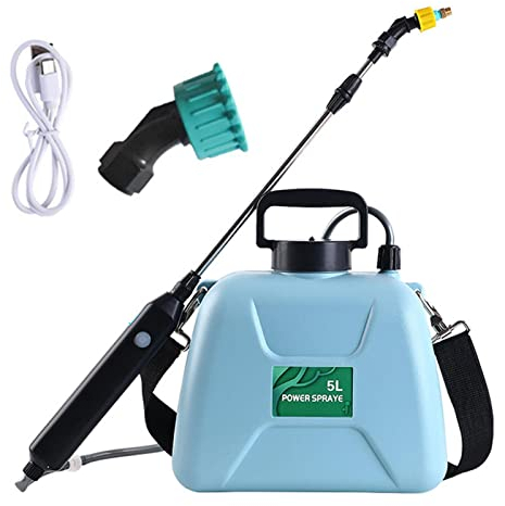 Pulverizador eléctrico, pulverizador de césped de jardín de 5 litros, pulverizador de agua portátil para jardín, pulverizador de hombro con boquillas de pulverización y correa de hombro ajustable,
