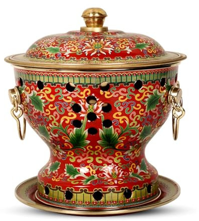 OYWEHECE Hot Pot Durable Cloisonné Single Enamel Pot Small Hot Pot Meal Alcohol Pot Household Single Oil Hot Pot Pure Copper Pot Chafing Dish,E