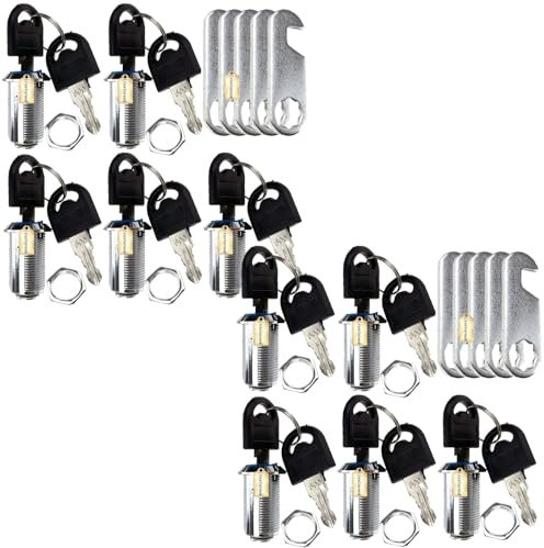 Lsgoodcare 10Pack Security Mailbox Lock Cabinet Drawer Cupboard Cam Lock 25Mm with 20 Keys, Each Lock are Different Key