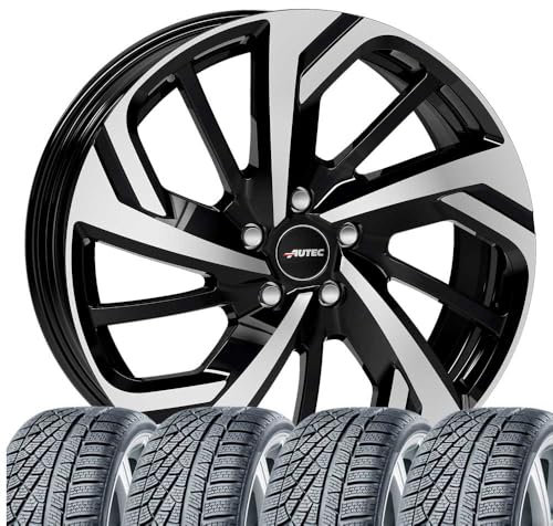 4 Winterräder Winterkompletträder Rixon 8x18 ET 32,5 5x112 Schwarz poliert mit 235/60 R18 107W HAN Kinergy 4S 2 X H750A XL M+S 3PMSF kompatibel mit Mercedes-Benz GLC-Klasse