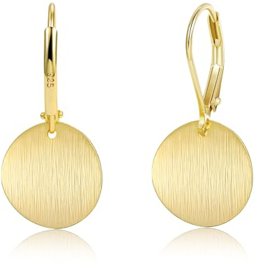 ALEXCRAFT 14K Vergoldet Boho Silber 925 Hängend Ohrringe mit Scheibe Münz | Silber 925 Ohrringe Hängend Creolen mit Scheibe Glatt Münz Anhänger Ohrringe Boho Lange Wassertropfen Ohrhänger Damen Frauen
