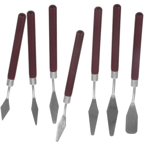HAPINARY 7pcs Painting Mixing Scraper Durable Wood Art Spatulas for Color Mixing Lightweight and Portable Tools for Artists and Painters