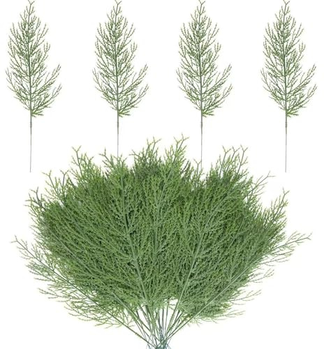 Suparleny Künstliche Tannenzweige Künstlich Zweige Deko Weihnachten Künstliche Kiefernzweige, Kunst Tannenzweige Unechte Tannengrün Kunsttanne Zweige für DIY Adventskranz Weihnachtszweige - 40 Stück