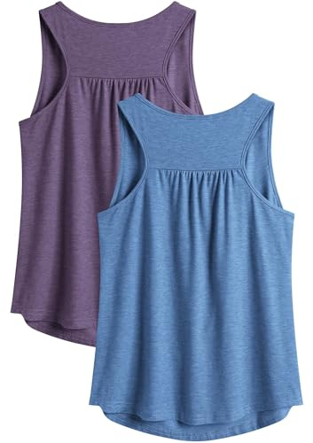 PINSPARK Sport Tank Top Damen Racerback Ärmelloses Leichte Yoga 1/2er Pack | Atmungsaktiv Weich Sporttop, Rundhalsausschnitt Locker, Pilates Fitness Gym Training Joggen Freizeit
