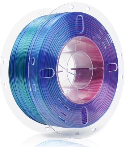 FilaBees Filamento in PLA a tre colori per stampante 3D, 1,75 mm, filamento multicolore di seta lucida, filamento tricolore PLA 1 kg, filamento di stampa 3D liscio e setoso, PLA di seta rosso, blu