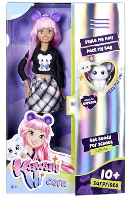 Simba - Kawaii Hi Cora - Poupée Mannequin Articulée - A Coiffer et Looker - Nombreux Accessoires et Sa Souris - A Partir de 4 Ans