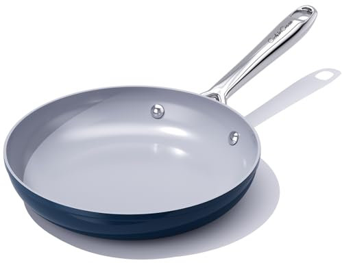 CookinCraze Nonstick Ceramic Frying Pan 8 inch for All Cooktops, PTFE/PFOA/PFAS Free, Even Heat Distribution Oven Safe up to 500°F, Healthy Non Toxic Skillet with Stay Cool Handle, Navy Blue