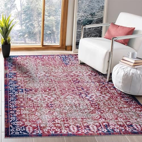 NETLINE HOME Teppich Wohnzimmer - Waschbarer - Teppich Rutsch Stop - rutschfeste Teppiche Aus Baumwolle Gewebt - Vintage Boho Teppich Für, Schlafzimmer Küche Flur Und Salon (Bordeaux, 160X230)