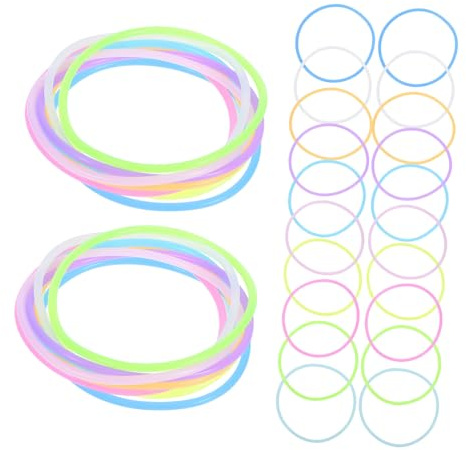 FRCOLOR 100stücke Gewebtes Gummiarmband Buntes Armband aus Silikon Leuchtendes Haargummi-armband für Mädchen Accessoire für Arm Dünn für Halloween Valentinstag Festival Disco Szene Event