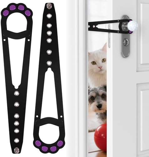 Fohuanky Verstellbarer Katzentürverschluss, 2er-Pack mit 7 Spalt-Einstellungen – Hundesicherer Pfotenförmiger Türstopper für Katzen, ohne Bohren, ideal für Mietwohnungen und Haushalte (Schwarz)