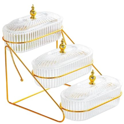 Sharplace Plateau à fruits, organiseur de collations, plateau de service de bonbons élégant et polyvalent, plat de fruits secs pour tables, fêtes, décoration de, 3 Couches
