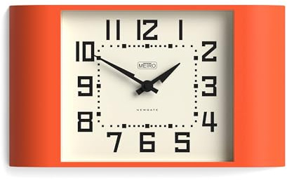 NEWGATE® Metro clock | Retro wall clock | 42cm wide | Orange | Mid-century style for kitchen, living room or office
