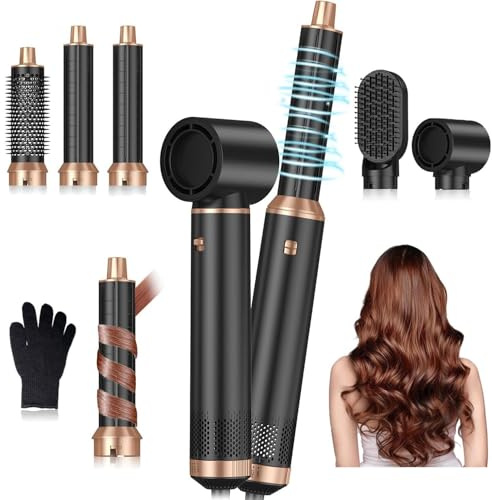 Souvik Spazzola Asciugacapelli Multifunzione, Automatico Arricciacapelli, Piastra per Capelli, Hair Dryer, Spazzola ad Aria Calda, Per Asciugare, Lisciare, Volumizzante, Capelli Ricci