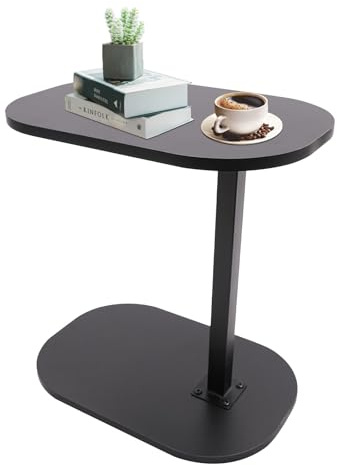 TTISJHK C-förmiger Beistelltisch höhenverstellbar 45–80cm, drehbare & neigbare Tischplatte, Sofatisch Nachttisch Laptisch mit Rollen, moderner Kleiner Couchtisch platzsparend & stabil (Schwarz)