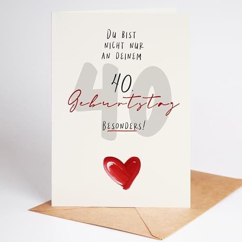 Lovely Cards - 40. Geburtstag Frau Mann – besondere Geburtstagskarte für frauen - Geschenk Frau 40 Jahre – Geburtstagskart 40 - Glückwunschkarte zum 40. Geburtstag (DIN-A6)