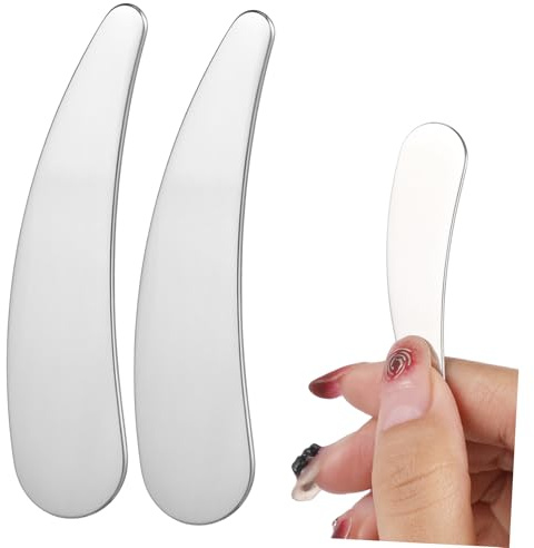 NOLITOY 2 Stück-pack Kleiner Edelstahl Make up Spatel Kosmetik Applikator Hautpflege Spatel Für Augencreme Und Foundation Kompakt Langlebig