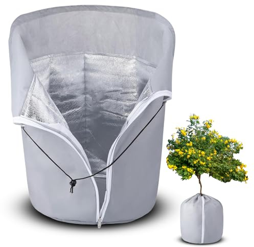 QinyOulhause Protection Hivernale Réutilisable pour Plantes en Pot – Sac de Protection Thermique Contre Le Gel et l’Humidité – Couvre-Pots Isolant pour Jardin, Terrasse et Balcon (50 x 40 cm)