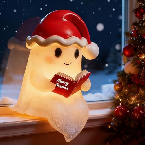 Ruichi Niedliche Geister Leselampe, Ghost Reading Book Lamp, Nachtlicht Deko Led Geist Lampe, 3D LED Geister Statue Nachtlicht, Ghost Reading Book Lamp, Niedliche Ghost für Leser und Buchliebhaber