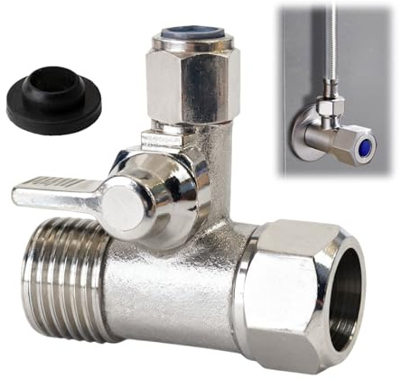 Absperrhahn Adapter T-Stück Wasseranschluss 1/2 Zoll x 1/2 Zoll x 1/4 Zoll für den einfachen Anschluss von Wasserfiltern und Osmoseanlagen an Kaltwasserleitungen, Wasseranschluss Kühlschrank