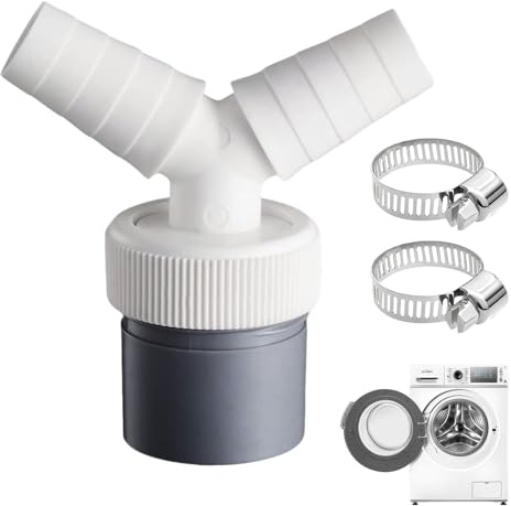 Scarico lavatrice doppio connettore Y adattatore con fascetta per tubo di ingresso da 18 – 24 mm e uscita tubo da 40 mm, per lavastoviglie, lavatrice, asciugatrice (3 pezzi)