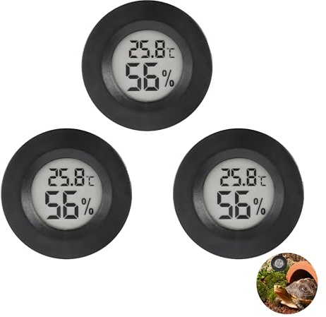 3PCS Reptile Thermometer Hygrometer, LCD Digital Humidity Meter Vivarium Hygrometer Sensor, Terrarium Hygrometer for Jumping Spider Lizards Hermit Crab Basement Greenhouse Dehumidifiers Humidifiers