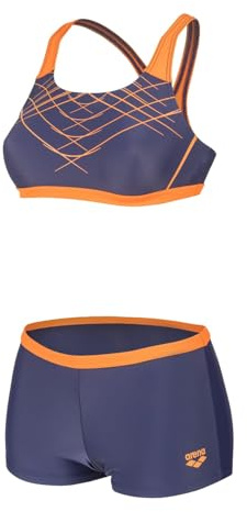 ARENA Costume Bikini 2 Pezzi A Fascia Donna Piscina Nuoto Proposal Blu Arancio Taglia 44 ITA