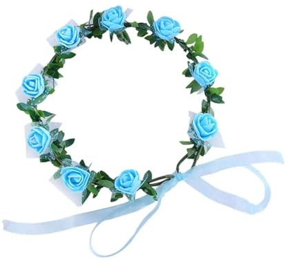 Blomsterkrans av konstgjorda blommor, Sunflower Daisy Flower Crown Pannband for Bröllopsfest Bröllop Multicolor(Blue)