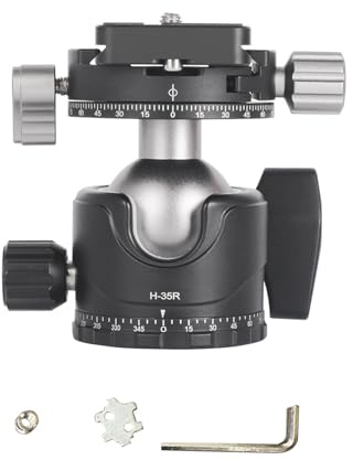ZAICOLER Stativ-Kugelkopf mit Niedrigem Profil, 1/4-Zoll-Kugelkopf mit Schnellwechselplatte, 35-mm-Panorama- mit 3/8-Zoll-Schraubenloch und Einer Belastung von 8 Kg, Ideal für Stativ-Einbeinstativ