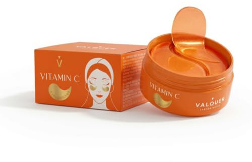 VALQUER C-vitamin ögonplåster | Uppstramande anti-aging för påsar och öron | Med koffein, hyaluronsyra och niacinamid, vitaliserande effekt, vegan, 60 st