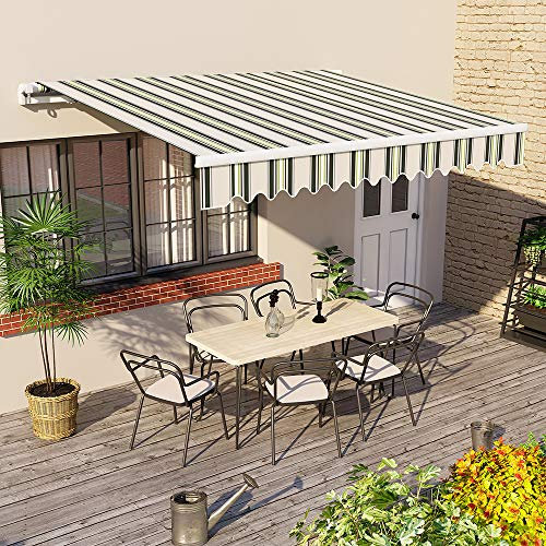 Green bay 2.5 x 2m Manual Awning Garden Patio Canopy Sun Shade Shelter Retractable Multi-Stripe