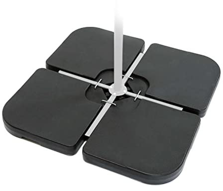 ToCi 4x Parasol Stand - Set Base per Ombrellone da Giardino in Plastica, 4 Pezzi, Riempibile con Sabbia/Acqua e fino a 100 kg, 50 × 50 × 7.5 cm, Quadrato con Angoli Arrotondati