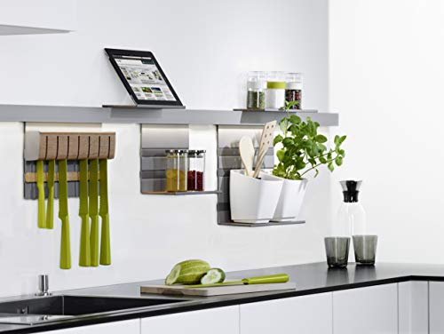 LINERO MosaiQ Starterset MIDI Küchenreling Wand-Montage | Relingsystem titan-grau | Reling-Set Länge 600 mm Profilleisten | MADE IN GERMANY | 1 Set - Küchenleiste inkl. Köcher & Universalablage uvm.