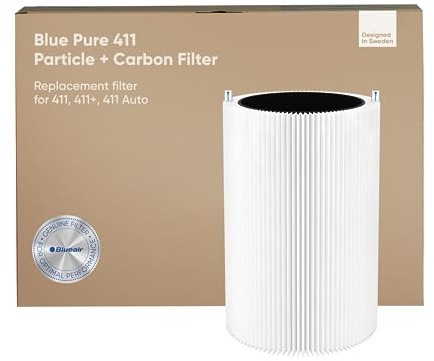 Blueair Genuine HEPASilent Replacement Filter for Blue 411/3210 Air Purifier – Removes 99.97% of Pollen, Dust, Pet Dander, Mould, Bacteria & Viruses Activated Carbon Reduces VOCs, Odours, Chemicals