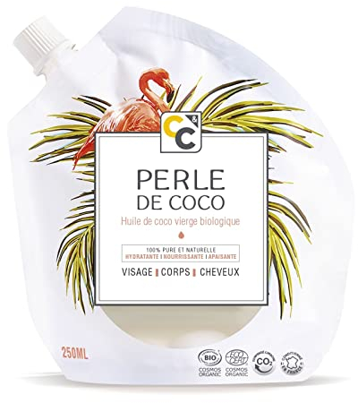 COMPTOIRS ET COMPAGNIES - Aceite de coco virgen – Hidrata, repara y suaviza – Cara corporal y cabello – Certificado Cosmos Organic – 250 ml
