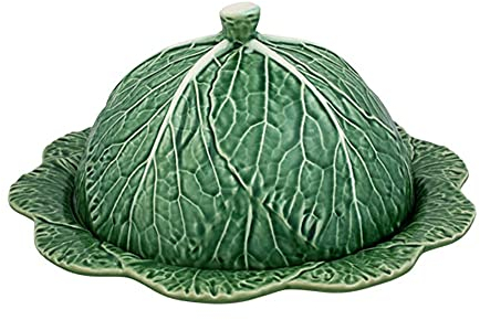 Bordallo Pinheiro Vassoio rotondo per formaggi in terracotta con cavolo verde