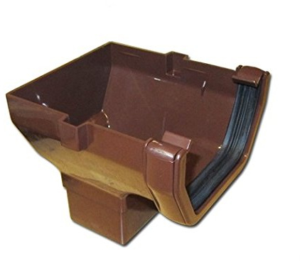 Brown Square Guttering and Downpipe - Gutter and Pipe Fittings - Stop End Outlet