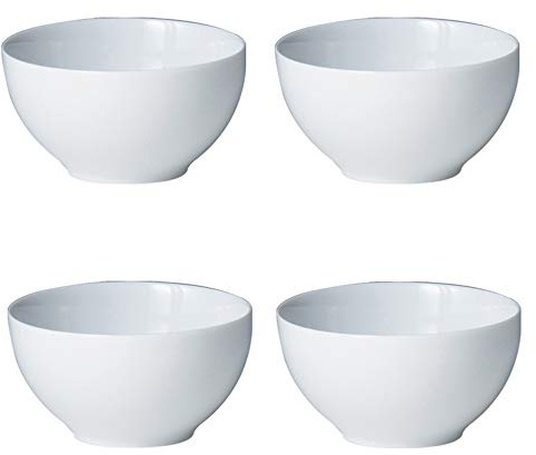 Denby White Porcelain Deep Bowls Set of 4 - Dishwasher Microwave Safe Crockery 740ml - Glazed Chip & Crack Resistant Soup Bowls
