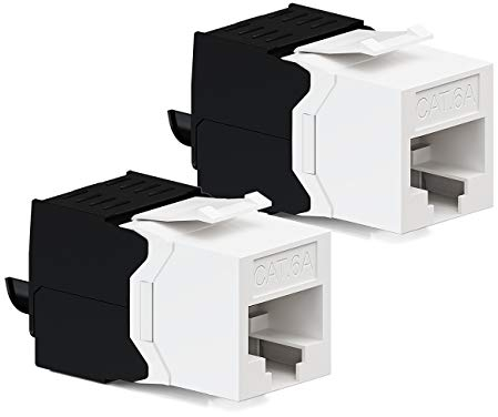 deleyCON 2x CAT6a Keystone Jack Modulo RJ45 - Presa RJ45 a Plastica LSA Assemblaggio a Scatto Cavo Grezzo CAT 500Mhz 10GBit/s