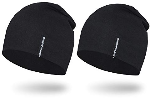 Empirelion 9 Multifunktionale Leichte Beanie-Mützen Running Skull Cap Radsport-Kappen Helmfutter Helm Unterziehmütze Schlaf Kappen für Herren Damen 2 Pack