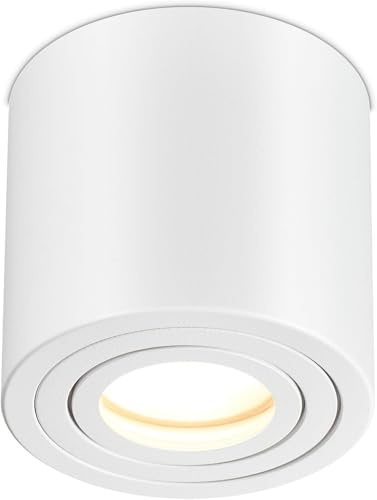 lambado® LED Aufbauleuchte für Feuchtraum/Deckenstrahler Set inkl. 230V 5W GU10 Spots dimmbar - Wasserschutz für Bad & Außen - Aufbaustrahler IP44 in weiss