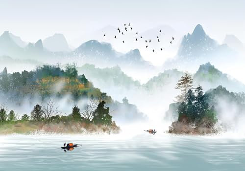 Wesmilewallpaper Tinta Paisaje Arte Retro Paisaje Natural Pintura Decorativa Pared De Fondo Papel De Pared 3D Tela No Tejida Papel Tapiz Papel Pintado 250x175cm