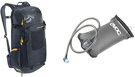 EVOC FR TRAIL BLACKLINE 20l Protektor Backpack für Bike-Touren HYDRATION BLADDER 2L Trinkblase für den Rucksack (Größe: S, Rückenprotektor, ergonomisches Belüftungssystem), Schwarz/Carbon Grau