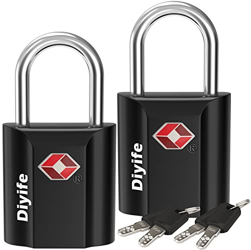 Candados de Equipaje, [2 Piezas-con 4 Llaves] Diyife Candado Taquillas, Candado Maleta Viaje con Llave, Candados Mochila, Candados Maleta, para Maletas, Mochila, Equipaje, Cerraduras (Negro)