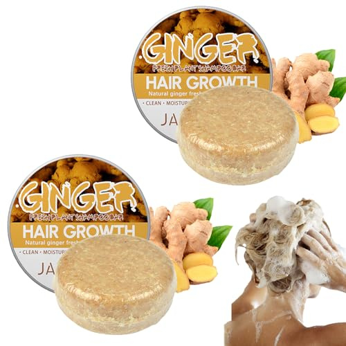 Ginger Hair Soap, 2 Pezzi Sapone per Shampoo allo Zenzero, Shampoo per la Crescita dei Capelli allo Zenzero Sapone Solido Shampoo Ripara i Capelli Danneggiati e Favorisce la Crescita dei Capelli