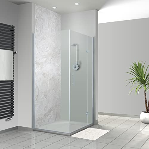 WANDFREUDE individuelle Duschrückwand Aluverbundplatte auf Maß (1 Stück - Grauweißer Marmor - Premium Matt Lack) – Dusche Wandverkleidung Duschwandverkleidung Duschrückwände