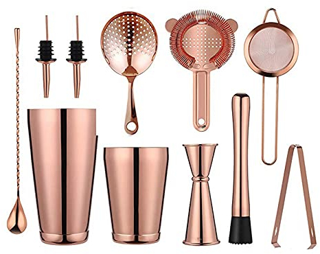 Shaker à Cocktail en Acier inoxydableKit de Barman Bar en Acier Inoxydable Cocktail Set Secrétaire Vin Set Kit Seau à Glace Filtre Agitateur Boisson Barman Professionnel ToolCocktail Shaker (Couleur: