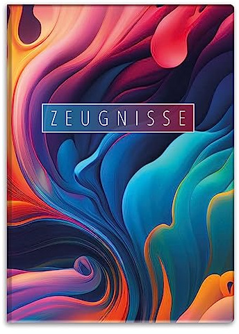 itenga Zeugnismappemit Motiv DIN A4 Dokumentenmappe Zeugnisse - für Kinder Jugendliche Schüler Mädchen (bunte Wellen)