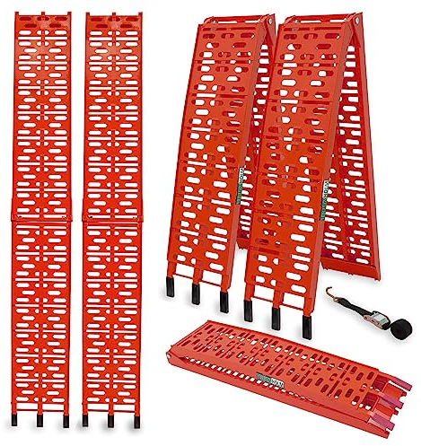 TRUTZHOLM 2 x Auffahrrampen klappbar 228 cm Tragkraft 680 kg Alu rot gelocht Rampen Motorradrampen